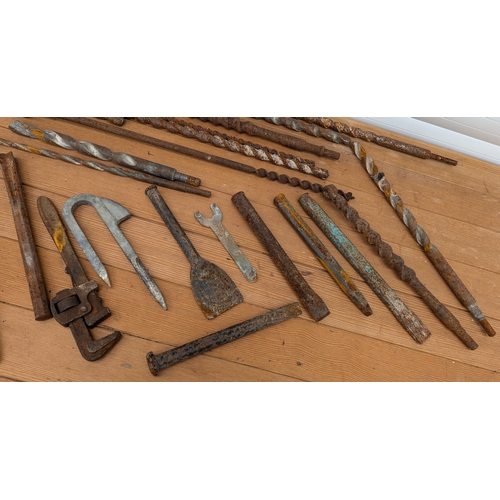 1494 - Selection of Large Drill Bits, Chisels and More