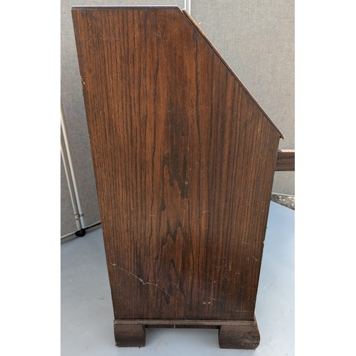 1580 - Dark Wood Bureau With Brass Handles