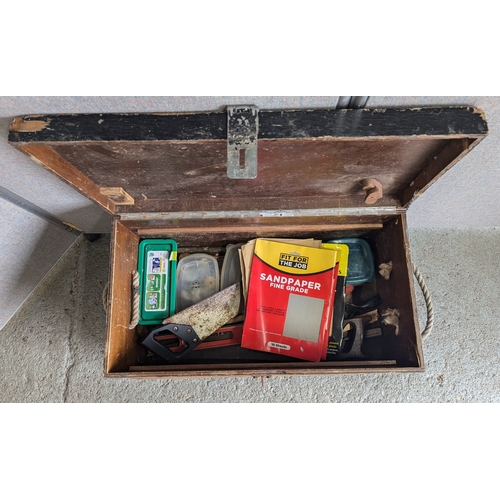 Wooden Tool Chest With Contents