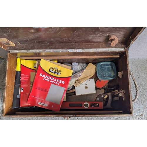 Wooden Tool Chest With Contents