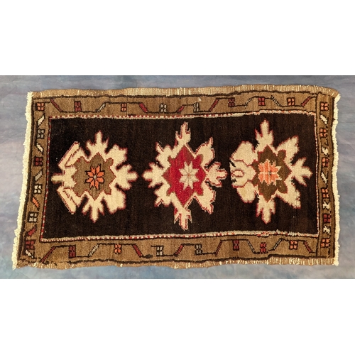 641 - Small Brown Wool Rug - 102 x 60cm