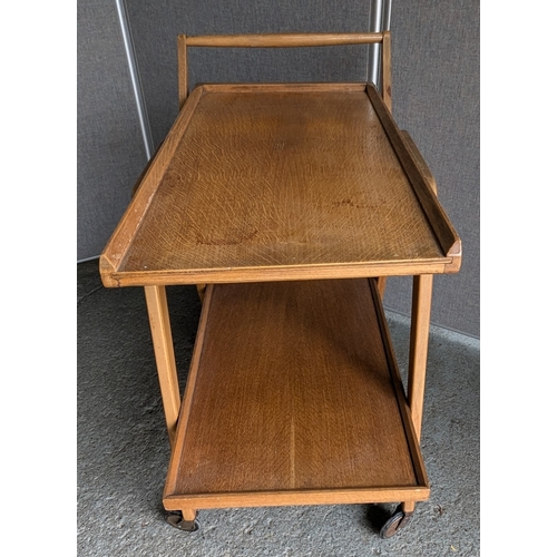 908 - Mid-Century Hostess Trolley With 2 Shelves And A Drawer - 80 x 75 x 43cm