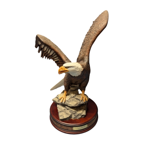 40 - A Ronald Van-Ruyckevelt Porcelain - First Edition Sculpture Of 'The Majestic Bald Eagle' Perched On ... 