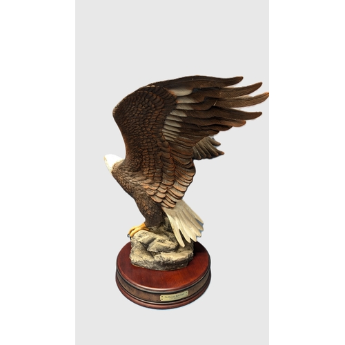 40 - A Ronald Van-Ruyckevelt Porcelain - First Edition Sculpture Of 'The Majestic Bald Eagle' Perched On ... 