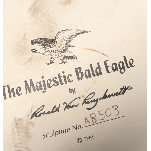 40 - A Ronald Van-Ruyckevelt Porcelain - First Edition Sculpture Of 'The Majestic Bald Eagle' Perched On ... 