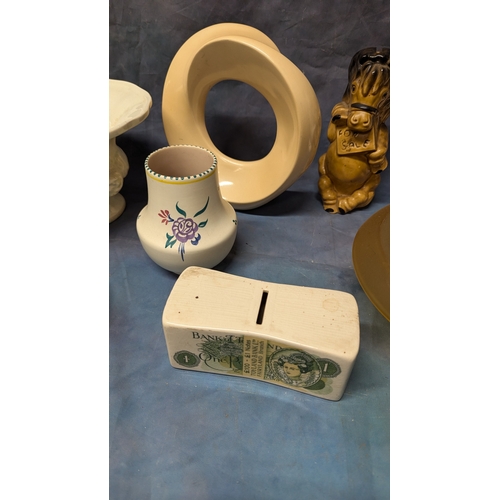 911 - Selection of Mixed Pottery Including Poole Pottery Vase, Dartmouth Glug Jug, And More