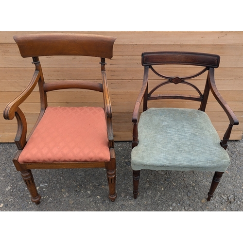 1594 - 2 Antique Hard Wood Carver Chairs - Not Matching