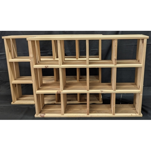 1514 - 2 Pine Shelf / Wall Hanging Units - 67 x 50 x 15cm