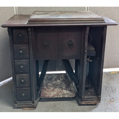 1506 - Sewing Machine Table - In Need Of Restoration - 80 x 87 x 46cm