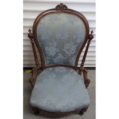 925 - Antique Victorian Nursing Chair With Carved Detailing