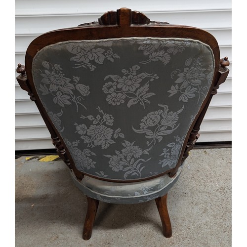 925 - Antique Victorian Nursing Chair With Carved Detailing