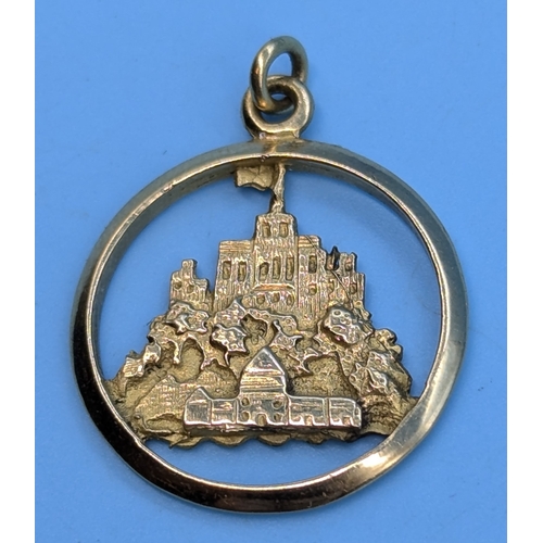 227 - A 9ct Gold St. Michaels Mount Cornwall Pendant - 3.1gms