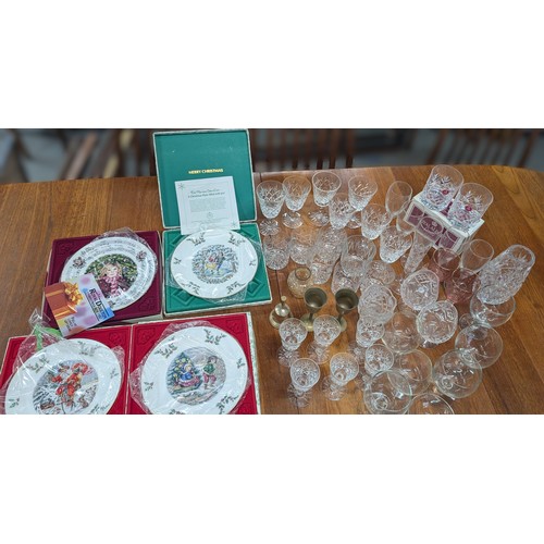 767 - Mixed Lot Of Items Including: Royal Doulton Christmas Plates x4; Royal Albert Crystal; Brass Bell An... 