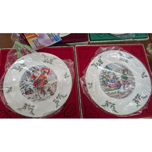 767 - Mixed Lot Of Items Including: Royal Doulton Christmas Plates x4; Royal Albert Crystal; Brass Bell An... 