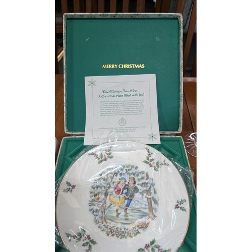 767 - Mixed Lot Of Items Including: Royal Doulton Christmas Plates x4; Royal Albert Crystal; Brass Bell An... 