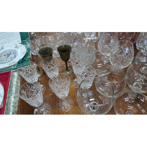 767 - Mixed Lot Of Items Including: Royal Doulton Christmas Plates x4; Royal Albert Crystal; Brass Bell An... 