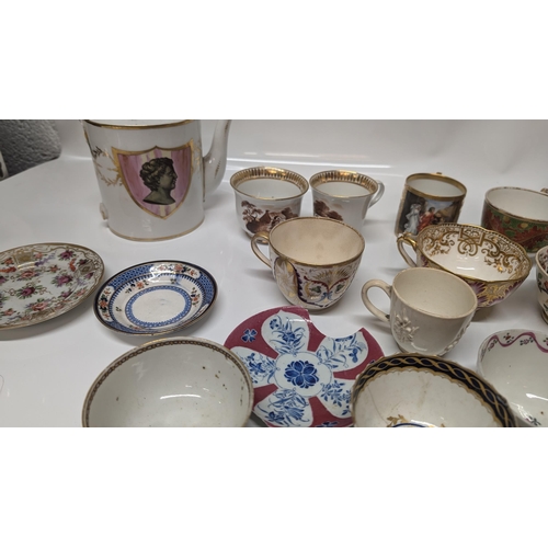 600 - A Collection of Antique China inc. Chamberlains Worcester 19th Century Tea and Coffee Cups, 1850's M... 