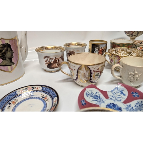 600 - A Collection of Antique China inc. Chamberlains Worcester 19th Century Tea and Coffee Cups, 1850's M... 