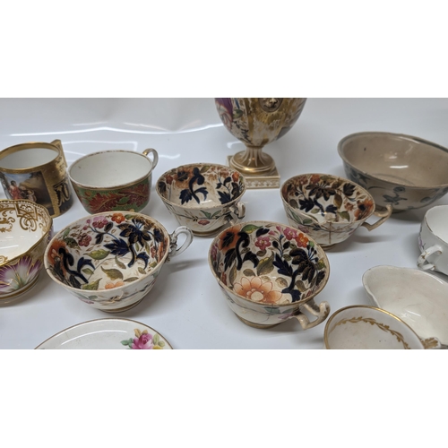 600 - A Collection of Antique China inc. Chamberlains Worcester 19th Century Tea and Coffee Cups, 1850's M... 