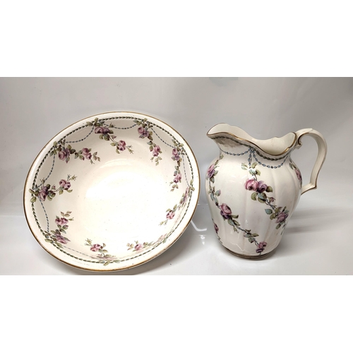 601 - Antique Minton Alexandria Water Pitcher - 28cm Tall plus Wash Bowl - 39cm Diameter .  Age Marks, how... 