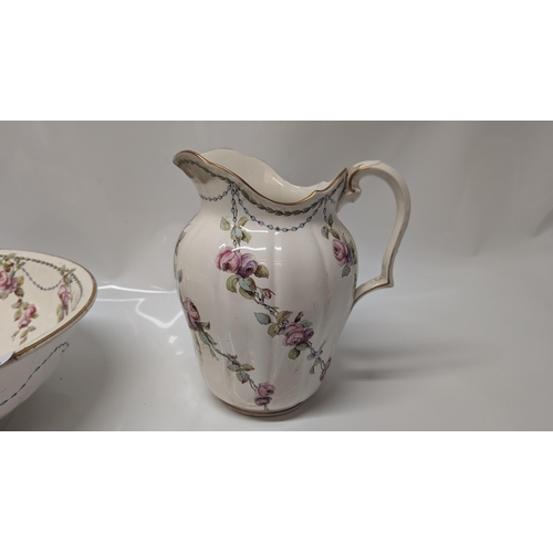 601 - Antique Minton Alexandria Water Pitcher - 28cm Tall plus Wash Bowl - 39cm Diameter .  Age Marks, how... 