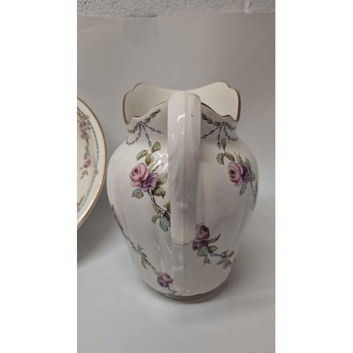 601 - Antique Minton Alexandria Water Pitcher - 28cm Tall plus Wash Bowl - 39cm Diameter .  Age Marks, how... 