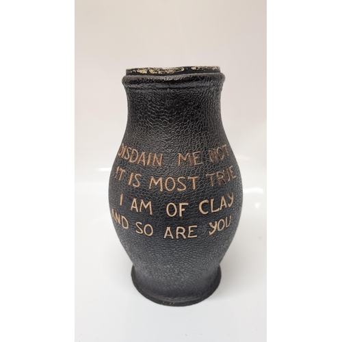 604 - Antique Royal Doulton Lambeth Black Jack Motto Jug, Leather Effect Dark Brown Ceramic Jug (Silver Ri... 