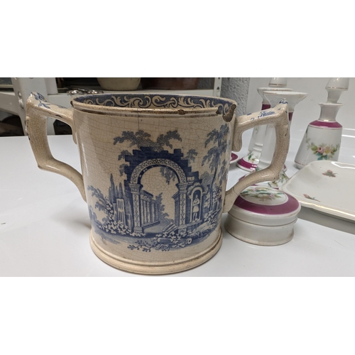 606 - A Collection of Antique Chinaware inc. Vintage J & RC 2 Handled Mug Circa 1800's, Continental Porcel... 