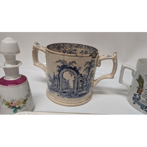 606 - A Collection of Antique Chinaware inc. Vintage J & RC 2 Handled Mug Circa 1800's, Continental Porcel... 