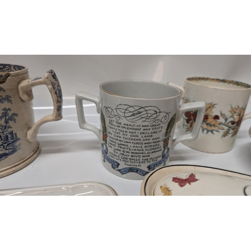 606 - A Collection of Antique Chinaware inc. Vintage J & RC 2 Handled Mug Circa 1800's, Continental Porcel... 