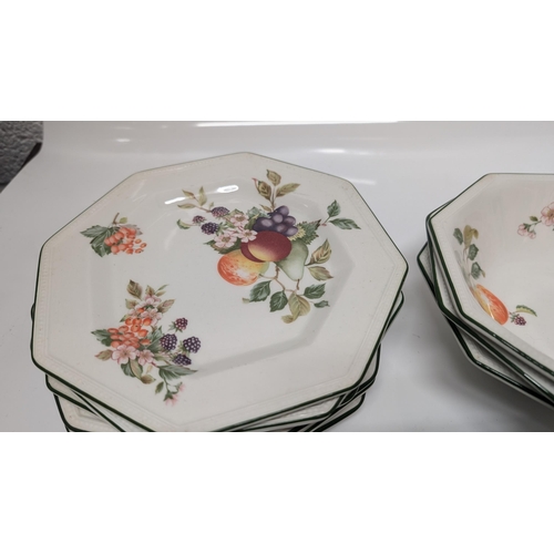 611 - A Selection of Vintage Johnson Brothers Octagonal Fresh Fruit Dinnerware inc.  6 x Small Plates 18cm... 