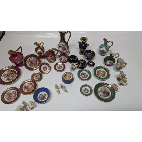 638 - A Collection of Limoges France La Reine, Meissner etc.  Miniature Plates, Trinket Boxes, Church Scen... 