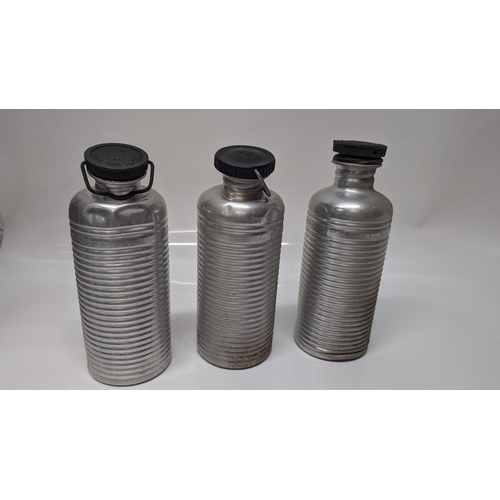 829 - 3 x Vintage Aluminium Water Bottles approx 22cm Long