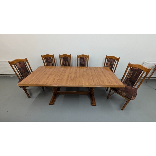 1005 - A Dining Table And 6 Chairs - 208 x 88 x 74cm Fully Extended