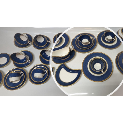 27 - A Large Selection of Coalport Athlone Blue Chinaware 10391 Tea/ Coffee and Dinner Service.  Overall ... 