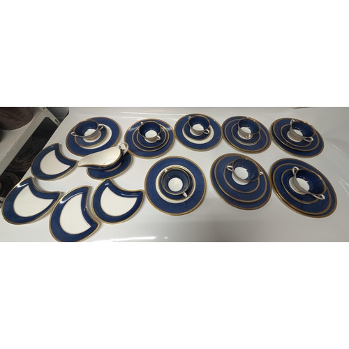 27 - A Large Selection of Coalport Athlone Blue Chinaware 10391 Tea/ Coffee and Dinner Service.  Overall ... 