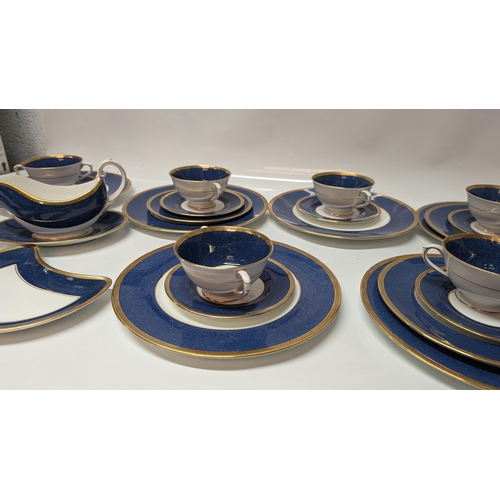 27 - A Large Selection of Coalport Athlone Blue Chinaware 10391 Tea/ Coffee and Dinner Service.  Overall ... 