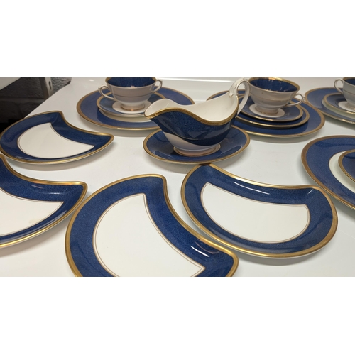 27 - A Large Selection of Coalport Athlone Blue Chinaware 10391 Tea/ Coffee and Dinner Service.  Overall ... 