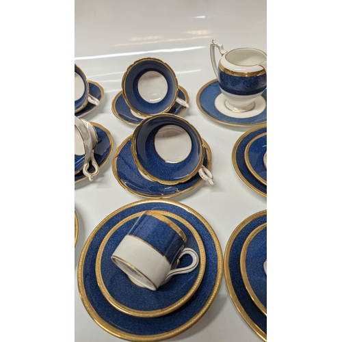 27 - A Large Selection of Coalport Athlone Blue Chinaware 10391 Tea/ Coffee and Dinner Service.  Overall ... 