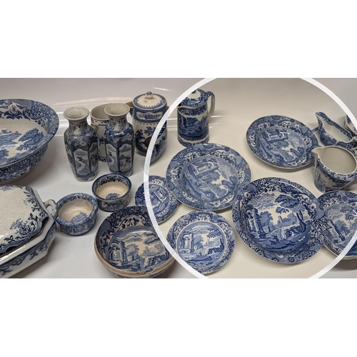 619 - A Collection of Antique Blue and White Chinaware inc.  a large amount of Copeland Spode Italian Ware... 