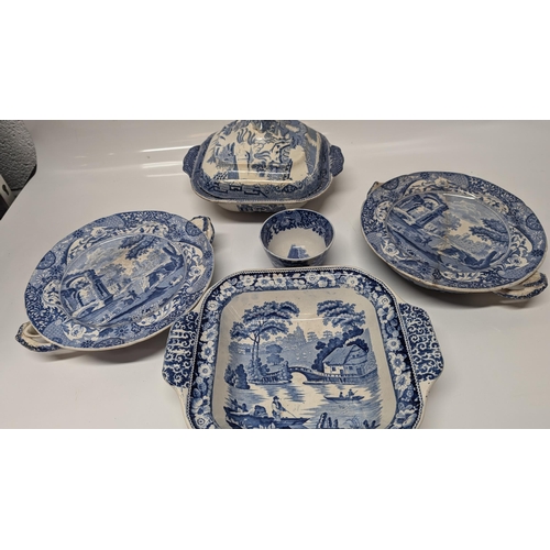 619 - A Collection of Antique Blue and White Chinaware inc.  a large amount of Copeland Spode Italian Ware... 