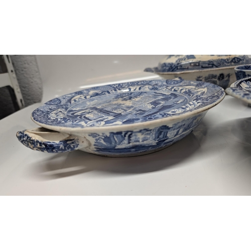 619 - A Collection of Antique Blue and White Chinaware inc.  a large amount of Copeland Spode Italian Ware... 