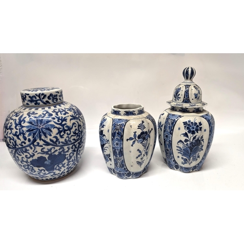 621 - Vintage Royal Delft Bulister Vases early 1900's  and a Large 19th Century Chinese Ginger Jar. 
Vases... 