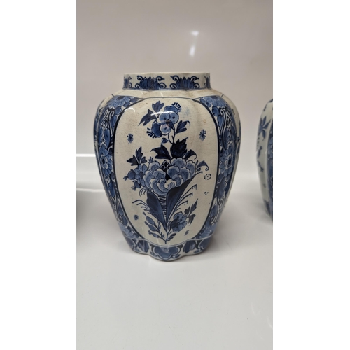 621 - Vintage Royal Delft Bulister Vases early 1900's  and a Large 19th Century Chinese Ginger Jar. 
Vases... 