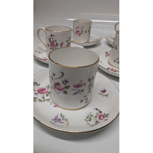 632 - A Vintage Staffordshire Crown Rosebud Floral Coffee Set consisting of 8 x Coffee Cups and 8 x Saucer... 