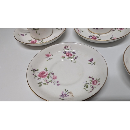 632 - A Vintage Staffordshire Crown Rosebud Floral Coffee Set consisting of 8 x Coffee Cups and 8 x Saucer... 