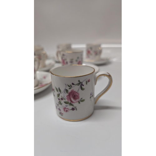 632 - A Vintage Staffordshire Crown Rosebud Floral Coffee Set consisting of 8 x Coffee Cups and 8 x Saucer... 