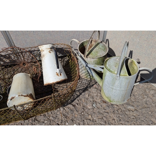 841 - A Selection Of Galvanised, Enamel And Other Metalwares