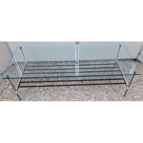 1468 - Classic Heals Metal And Glass Coffee Table With Lower Shelf