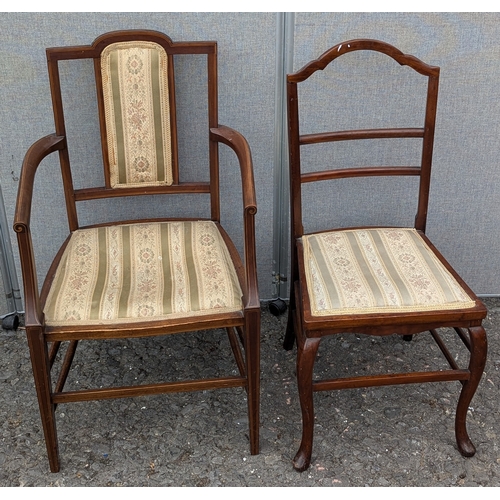 1471 - A Pair OF Unmatching Chairs With Matching Fabric